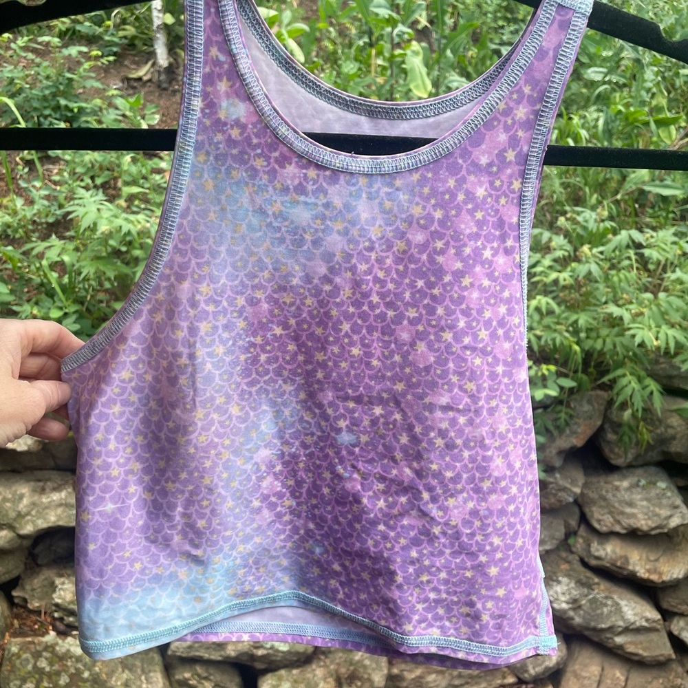 Teeki Purple Blue Sleeveless Crop Tank